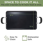 Ecolution Artistry Nonstick Double Burner Griddle, Easy To Clean, Cool Touch Silicone Handle, Dishwasher Safe Pots and Pans, 12-Inch x 18-Inch, Black