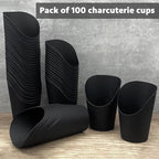 CAMKYDE 100 Pcs French Fries Holder, 14oz Disposable Paper French Fry Cups Black Charcuterie Cups for all Occasions (14oz, Black)