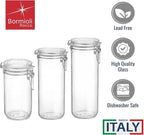 Bormioli Rocco Fido Cylinder Airtight Glass Canister (25.25 oz, 33.75 oz, 46 oz), BPA-Free Ingredient Storage Jar - Ideal for Fermentation, Pantry Organization Essentials, Canning - Dishwasher Safe