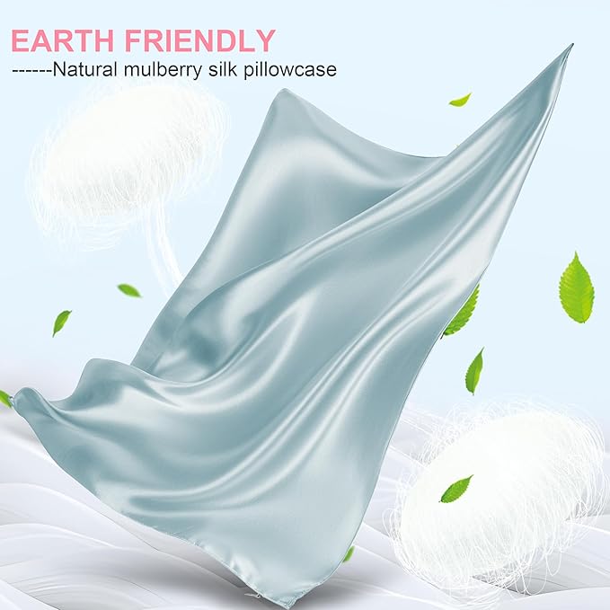 Mulberry Silk Pillow Cases 2 Pack King Size 20x36 Inches with Hidden Zipper, Ultra Smooth and Soft Breathable Cooling Silk Satin Pillowcase Set of 2, Better for Hair and Skin, Gifts for Women Men