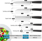 Knives Set for Kitchen, Chef's Knife Set Professional with Chef Santoku Cleaver Nakiri Fruit 5pcs Knife - Damascus Stainless Steel Cooking Knife Set with pakkawood Handle.