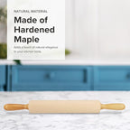 Frieling Maple Rolling Pin with Handles - 2.4-in x 12-in Barrel, Natural Wood - Baking Essentials, Pastry Roller & Pizza Dough Roller