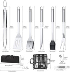 22PCS BBQ Grill Set, BBQ Grill Tools Set for Outdoor Grill with Hooks & Carry Handbag, BBQ Tools Grilling Accessories Kit for Camping/Backyard, Grilling for Men Dad