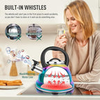 Tea Kettle, Kettle 3.7QT, Tea Pot Whistling 316 Stainless Steel, Tea Kettle Stovetop with Cool Folding Handle, Kettle Teapot Rainbow Induction for Boiling Water, Mirror Finish
