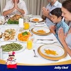 JOLLY CHEF 100 Pieces Gold Plastic Plates, 10 Inch Elegant Disposable Dinner White with Gold Rim, Disposable Plastic Plates for Dinner, Birthdays and Weddings