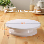 Cake Stand, 11 Inch Rotating Cake Turntable, Turns Smoothly Revolving Baking Supplies Cake Turntable for Baking Cupcake Cookie Muffin (White)