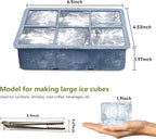 Ice Cube Trays for Freezer 3-Pack - Large Silicone Ice Cube Molds with Stainless Steel Ice Cube Holder Huge Square Ice Trays for Cocktails, Whiskey, and Brandy