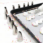 Tamodan Piping Bags and Tips, Cake Piping Bags and Tips Suitable for Beginners Included 100PCS 16 Inch Disposable Piping Bags with 12 Piping Tips Set, 2 Coupler and 1 Reusable Pastry Bags