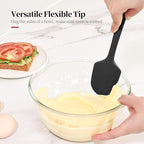 600ºF Heat Resistant Spatula, 11.34 inch High Heat Food Safe Semless Kitchen Silicone Scraper for Cooking Baking Mixing Scraping Stirring Nonstick Cookware Pan Bowl (Black)