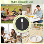 Compostable Spoons [100 Pcs] CPLA Spoons Disposable BPI Certified BPA-Free, Heat Resistant, Durable Disposable Utensils Alternative to Plastic Silverware for Daily, Party & Camping