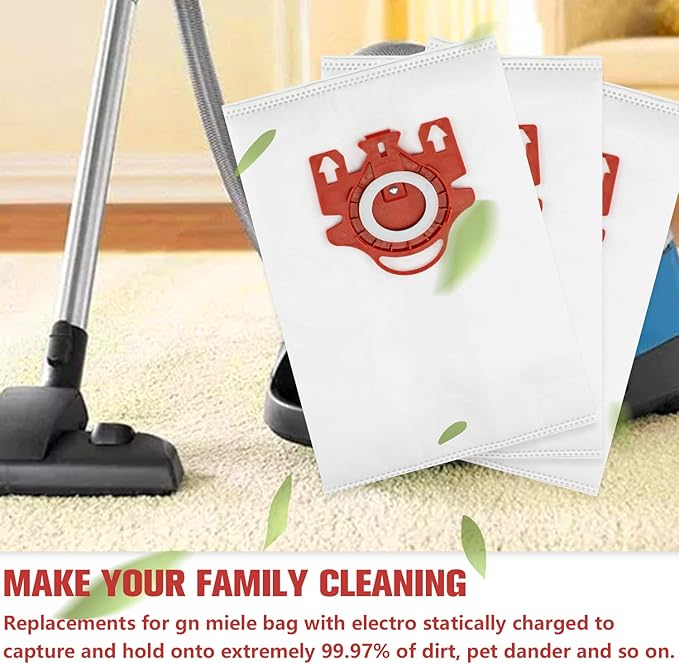 3D Airclean Dust Bags Replacement for Mie.le FJM Compact C2 Compact C1 Complete C1 S241 S290 S300i S500 S700 S4 S6 Series (Pack of 20) with 5 Motor Protection Filters 5 Air.Clean Filters