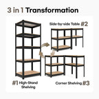 HOMEDANT House Black 5 Tier 24.4" W Laminated Metal Shelving Unit Adjustable Storage Utility Rack Heavy Duty Shelves Organization Multipurpose Shelf Kitchen Garage Pantry Closet 4 Pack
