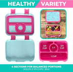kinsho Bento Lunch Box for Kids Toddlers Girls, 4 Portion Sections Secure Lid, Microwave Safe BPA Free Removable Tray, Pre-School Kid Daycare Lunches Snack Container Ages 3 to 5, Pink Koala
