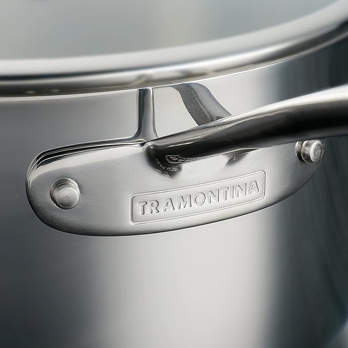 Tramontina Tri-Ply Clad Stainless Steel 4-Quart Sauce Pan with Glass Lid, Induction-Ready, Dishwasher-Safe, NSF-Certified