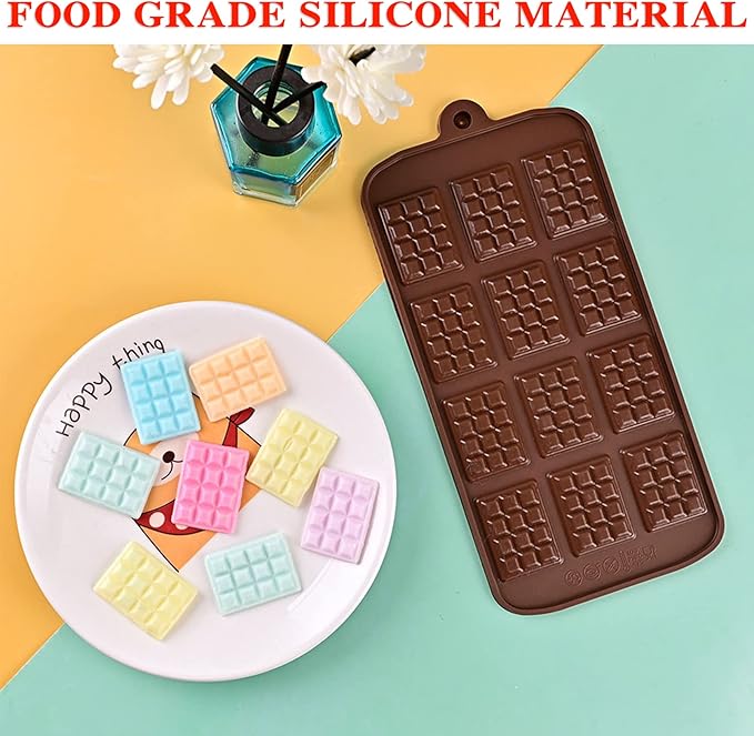 5 Pieces Silicone Break Apart Chocolate Moulds,Silicone Square Mold,Non-Stick Candy Chocolate Bar Mold,Reusable Candy Protein Silicone Chocolate Mold