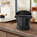 Espresso Knock Box, Coffee Knock Box with Durable Knock Bar and Non-Slip Base, Knock Box for Machine Accessories (Black Stripe)
