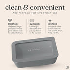 Ceramic Coated Glass Food Storage Container | No PTFE, PFOA, PFAS, and BPA | Reusable Non Toxic Meal Prep Container with Glass Lid | Easy To Store | 8 Cup Square [Smoke]