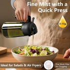 2PCS Olive Oil Dispenser and Oil Sprayer – 16oz/470ml Glass Light-Proof Oil Pourer for Kitchen, Air Fryer, Cooking, Salad, and BBQ