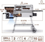KingChii Electric Wood Pellet Grill & Smoker with Side Shelf, 456 SQ.IN Grill Capacity, with PID Temperature Control (180-425°F) for Backyard Camping Bake and Roast, Black