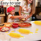 Stainless Steel Corn Holders - 16 Pack with 5 Pack Dish Set, Transparent Corn Trays