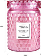 Voluspa Rose Petal Ice Cream, Large Candle Jar, 18 Ounce, 100 Hour Burn Time, Coconut Wax for Clean Burning, Handcrafted in The USA