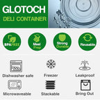 Glotoch Meal Prep Food Container 50 Pack, Disposable with Lids, Durable To Go Containers, for Takeout, Salad , Microwave Safe, BPA-Free, Stackable - 16 OZ