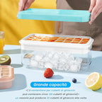 Ice Cube Tray with Lid and Bin, 32 pcs Ice Cubes Molds, Ice Trays for Freezer, Ice Cube Tray Mold, with 1 tray, Ice Freezer Container, Spill-Resistant Removable Lid & Ice Scoop, for Whiskey,Cocktail