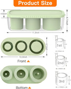 Ice Cube Tray for Tumbler Cup 30Oz-40Oz, 3 Pcs Silicone Cylinder Ice Mold with Lid and Bin for Freezer, Easy Fill and Release Ice Maker for Whiskey, Cocktail BPA-Free (Green, 40Oz)