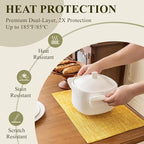 KXN Placemats Set of 6, Dual-Layer Thickened Faux Linen Table Mats, Heat Resistant & Wrinkle-Free, Machine Washable Cloth Place Mats for Kitchen Dining Indoor Outdoor (Yellow)