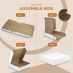 [25 Pack] White Pie Boxes 10x10x2.5" Square Bakery Boxes for Cookies, Cheesecake, Chocolate Covered Strawberries, Dessert, Macaroon, Bread Bulk Paper Cardboard Sweet Boxes for Surprises and Pastries