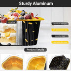 EUSOAR Baking Pans with Lids, 100pcs 10oz/300ml Aluminum Foil Ramekins Disposable Containers, Square Creme Brulee Cups Cupcake Liners Muffin Cup Mini Cake Loaf Bread Holders for Birthday Wedding
