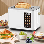 SEEDEEM Toaster 2 Slice, Touch Control Screen, Smart Stainless Toaster, 6 Shade Setting, 6 Bread Selection, Countdown, Removable Crumb Tray, 900W, Pearl White