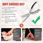 BBQ Rib Skinner & Membrane Remover - Ergonomic Rib Prep Tool with Boning Tongs, Stainless Steel Non-Slip Grip, Dishwasher Safe BBQ Grilling Accessory