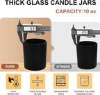 10 OZ Thick Candle Jars for Making Candles 15 Pcs, Empty Jars with Wood Lids for Candle Making, Sample Container, Matte Black