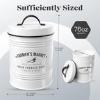 Amici Home Farmers Market Metal Canister | Dry Food Storage Container | Airtight Lid | 76 Ounce Capacity | Farmhouse Décor | Metal Canister for Kitchen Countertop