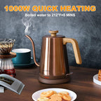 Nueve&Five Gooseneck Electric Kettle with Thermometer, Copper Tea Kettle with Auto Shut-Off,1000W Hot Water Kettle Electric of Stainless Steel,Electric Kettles for,Coffee & Tea