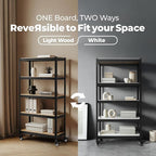 HOMEDANT House 5-Tier Metal Rolling Cart Shelf Rack Casters Heavy Duty Laminated Wheel Shelving Unit Adjustable Utility Storage Shelves Organizer Shelf Kitchen Garage 36.2" W x 16.5" D x 69.5" H 4Pack