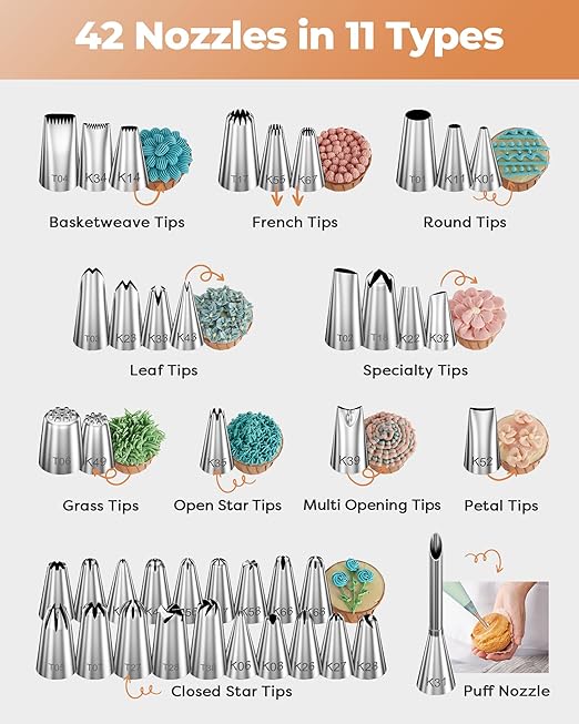 Kootek 180 Pcs Cake Decorating Kits Supplies - Aluminium Alloy Revolving Cake Turntable, Numbered Cake Decorating Tips and Frosting Tools for Baking Cupcake Cookie Muffin Kitchen Utensils
