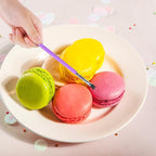 9 Pieces Candy Cookie Decoration Brush Cake Decorating Brushes Tools Set Cakes Pastry Baking Brushes Paint Brush Stainless Steel Straight Curved Tip for Baking Fondant DIY Cake Sugar(Purple Color)