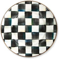 MACKENZIE-CHILDS Enamel Salad and Dessert Plate, Small Plate for a Dessert or Appetizer Dish, 8 Inches, Black-and-White Courtly Check