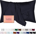 Mulberry Silk Pillow Cases Queen Size with Hidden Zipper, Ultra Smooth and Soft Breathable Cooling Silk Satin Pillowcase for Hair and Skin, Gifts for Women Men (Navy Blue, 20x30 Inches, 1 Pack)