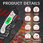Meat Thermometer Digital，IP67 Waterproof Cooking Thermometer with Backlight, Calibration & Hold Function，Food Thermometer for Cooking,Outdoor Grilling，Suitable as Stocking Stuffers for Men