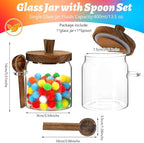 Glass Food Storage Jar with Lids Spoon Glass Coffee Canister Borosilicate Glass Food Containers for Ground Coffee Beans Nut Pasta Sugar Candy Spice Rice Tea (400ml/13.5oz-1 Pcs-with spoon)