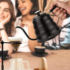 Tea Kettle with Thermometer Pot Black Stovetop Tea Kettle 40oz Gooseneck Kettle Teapot Pour Over Coffee Kettle with Thermometer,1200ml,6 Cup,Black,1Pack