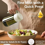 2PCS Olive Oil Dispenser and Oil Sprayer – 16oz/470ml Glass Light-Proof Oil Pourer for Kitchen, Air Fryer, Cooking, Salad, and BBQ