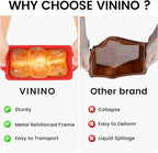 Vinino 2 Pack Silicone Bread Loaf Pan with Metal Reinforced Frame, 9.5 x 5 in Non-stick Silicone 1 lb Loaf Pan for Baking, Durable Bread Pan for Oven Dishwasher Safe - Red
