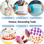 722pcs Cake Decorating Kit - Baking Supplies with Springform Pans, Cake Rotating Turntable, Icing Piping Bags and frosting Tips Set - Cake Decorating Tools for Beginners