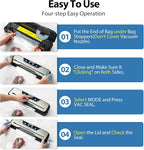 Vacuum Sealer Machine, with Starter Kit and 2-Year Warranty, Beelicious Automatic Air Sealing for Food Storage, Build-in Cutter, Moist Mode, EXT-VAC