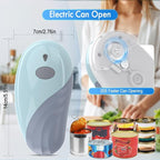 HuiJuKeJi Electric Can Opener, Rechargeable Automatic Can Opener for Seniors with Arthritis, One-Touch Hands-Free Can Opener for Almost Can Sizes, Smooth Edge & Food-Safe Kitchen Gadgets-Blue