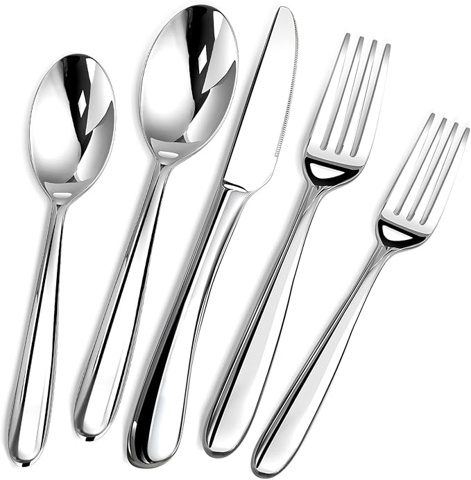 Heavy Duty Silverware Set for 6, 30 Piece Premium Stainless Steel Flatware Utensils Cutlery Set Including Steak Knife Fork and Spoon, Dishwasher Safe, Gift Package for Wedding Housewarming